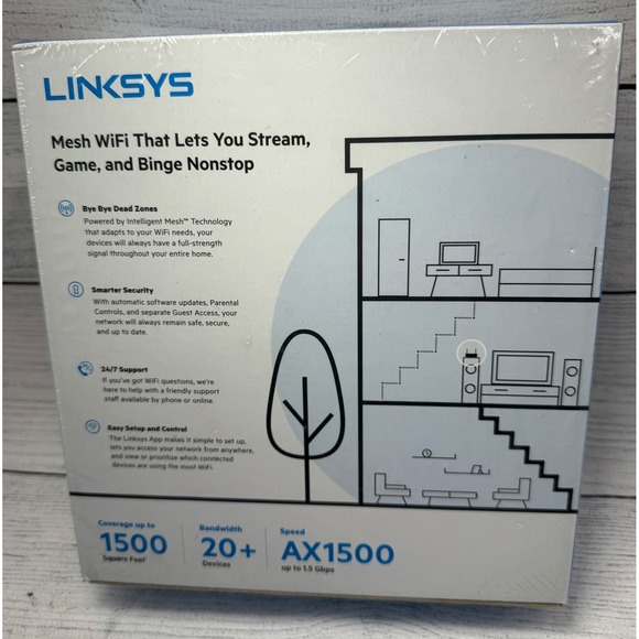 Linksys MAX-STREAM AX1500 Dual-Band WiFi 6 Router - MR7340 - NEW SEALED - Picture 2 of 7